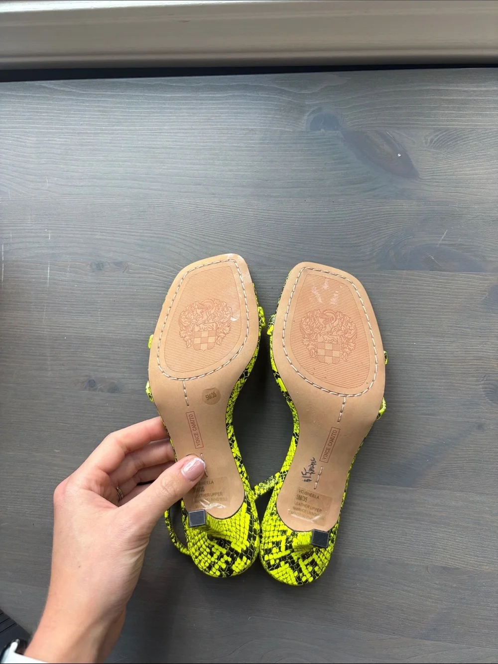 Neon Yellow Snake-Print Slingback Heels
